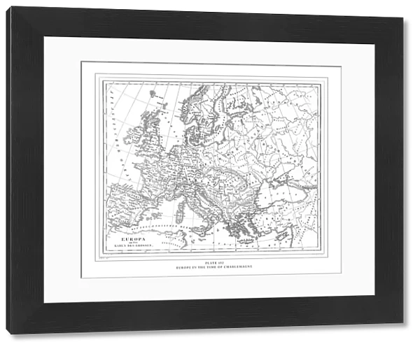 Europe in the Time of Charlemagne Engraving Antique Illustration, Published 1851