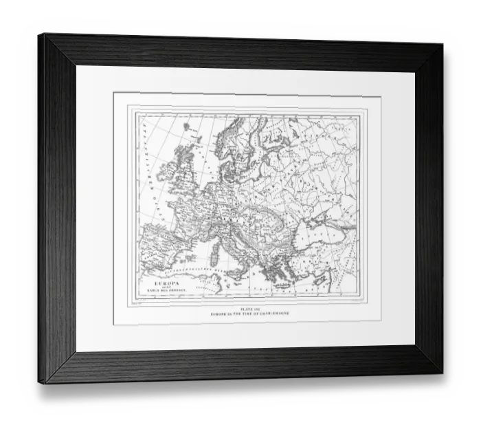 Framed Print : Europe in the Time of Charlemagne Engraving Antique Illustration, Published 1851 Framed Print : Europe in the Time of Charlemagne Engraving Antique Illustration, Published 1851