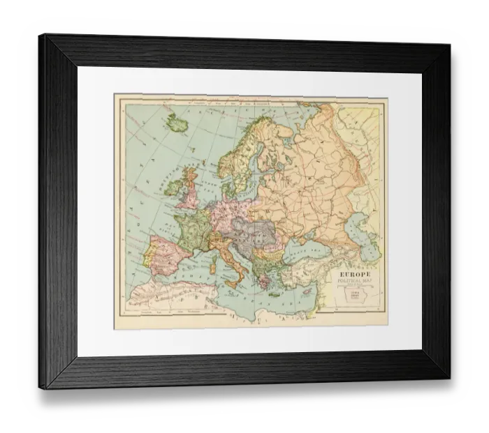 Framed Print : Map of Europe 1899 Framed Print : Map of Europe 1899