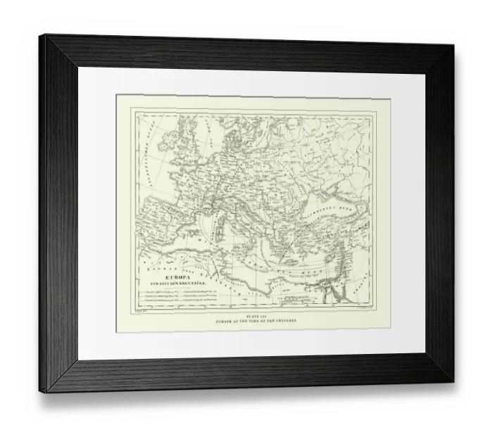 Framed Print : Engraved Antique, Europe at the Time of the Crusades Engraving Antique Illustration Framed Print : Engraved Antique, Europe at the Time of the Crusades Engraving Antique Illustration