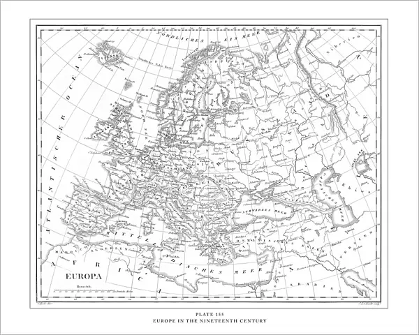 Europe int the Nineteenth Century Great Engraving Antique Illustration, Published 1851
