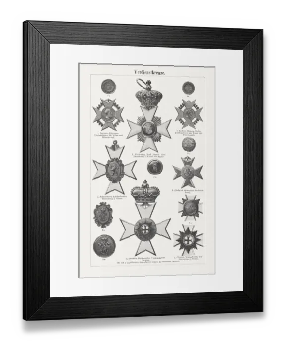 Framed Print : German Crosses of Merit, wood engravings, publisged in 1897 Framed Print : German Crosses of Merit, wood engravings, publisged in 1897