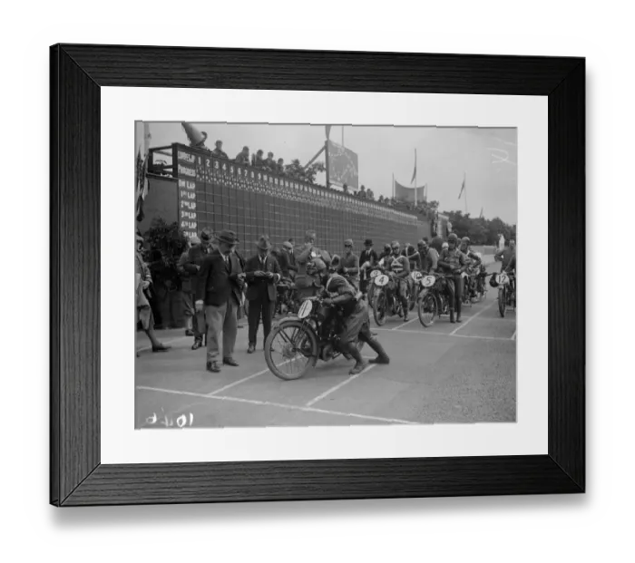 Framed Print : Stalledcompetitor on the starting grid of the 1926 TT races Framed Print : Stalledcompetitor on the starting grid of the 1926 TT races