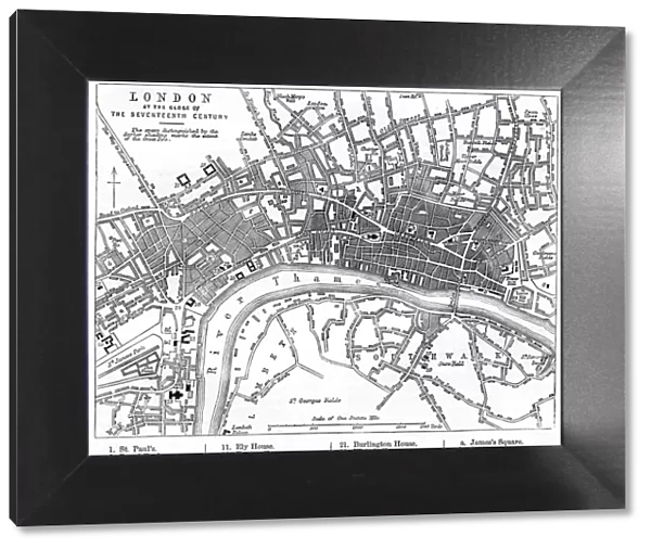 Map of London in the 17th Century
