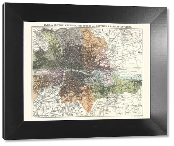 Antquie Map of London, 1880