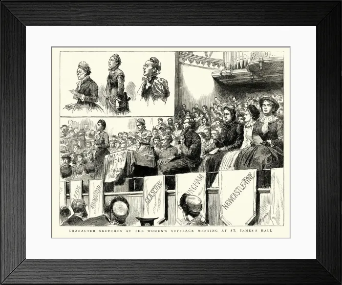 Framed Print : Womens suffrage meeting at St Jamess Hall, 1884, 19th Century Framed Print : Womens suffrage meeting at St Jamess Hall, 1884, 19th Century