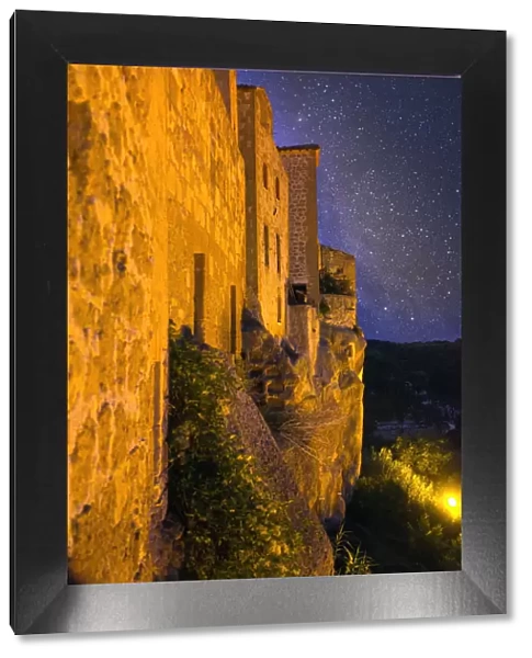 Medieval Wall of Pitigliano Italy at Night