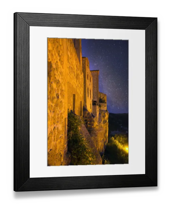 Framed Print : Medieval Wall of Pitigliano Italy at Night Framed Print : Medieval Wall of Pitigliano Italy at Night