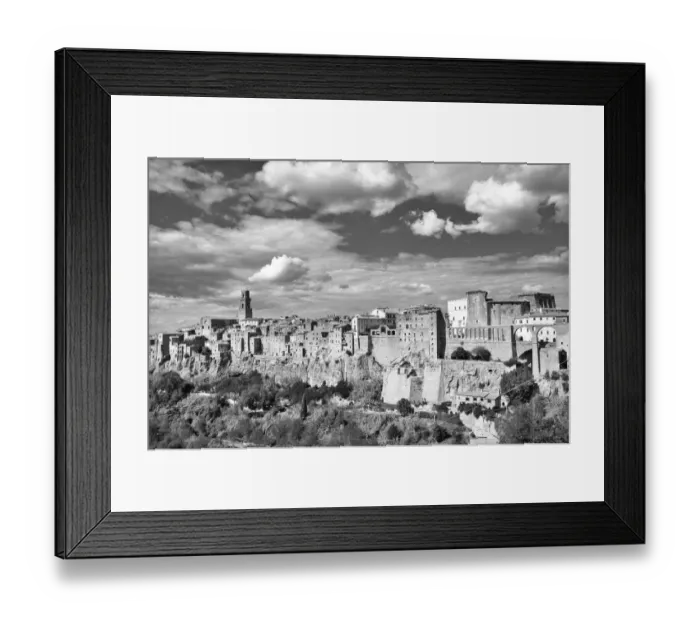 Framed Print : Black & White view of Spectacular Medieval Pitigliano in Italy Framed Print : Black & White view of Spectacular Medieval Pitigliano in Italy