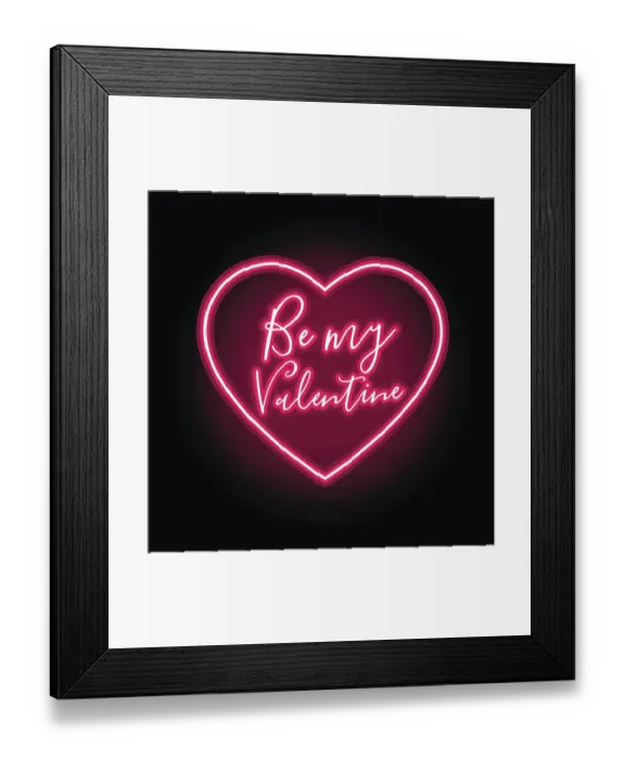 Framed Print : Valentine Neon Sign