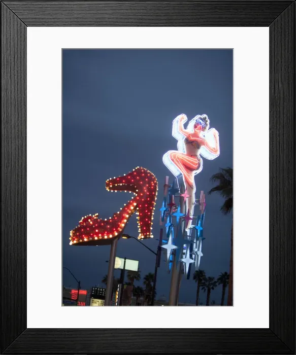 Framed Print : Public signage at dusk of red shoes Framed Print : Public signage at dusk of red shoes