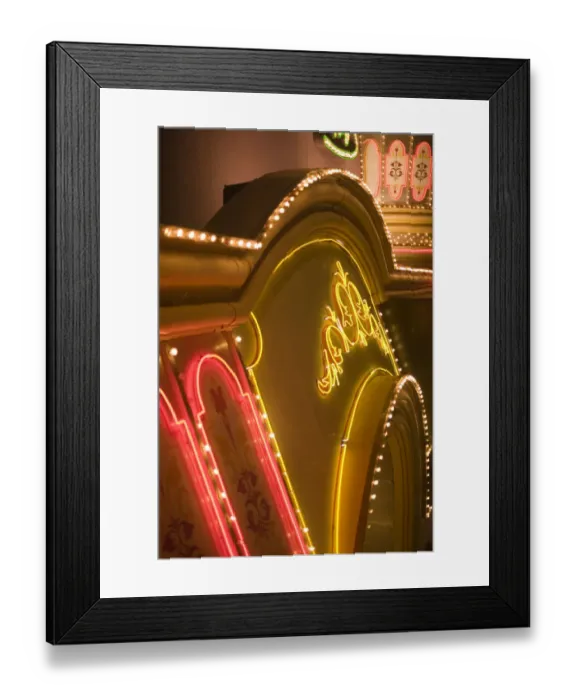 Framed Print : Neon sign above casino entrance