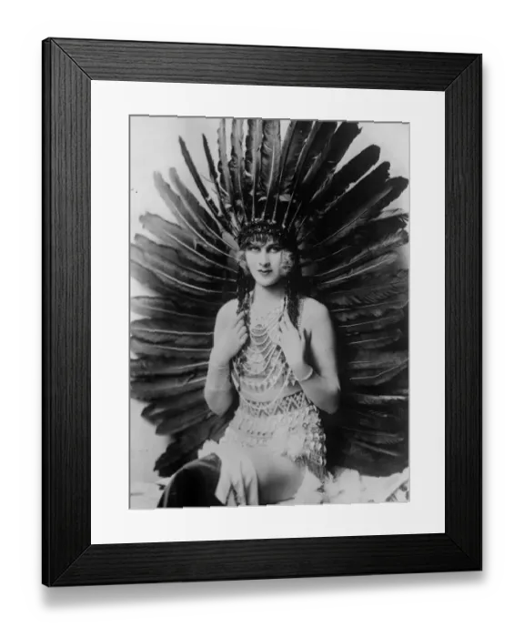 Framed Print : Hazel Forbes of Ziegfeld Follies Wearing Feathered Headdress