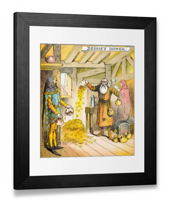 Framed Print : Antique illustration from fables picture book: The blind beggar of Bethnal Green Framed Print : Antique illustration from fables picture book: The blind beggar of Bethnal Green