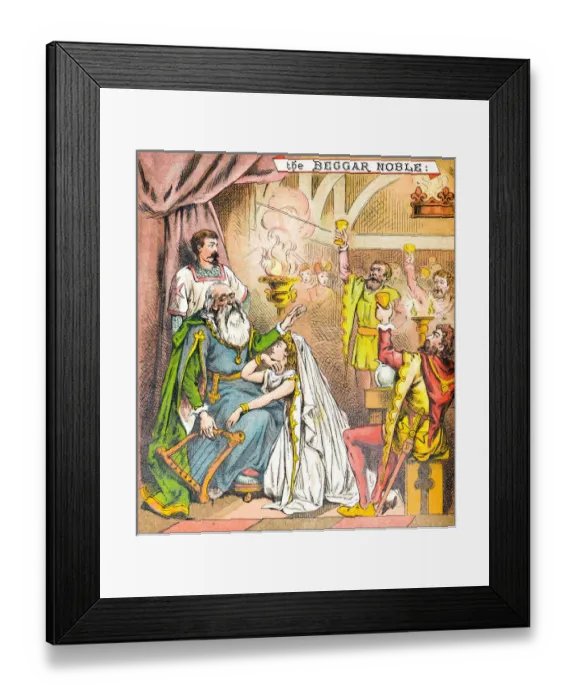 Framed Print : Antique illustration from fables picture book: The blind beggar of Bethnal Green Framed Print : Antique illustration from fables picture book: The blind beggar of Bethnal Green