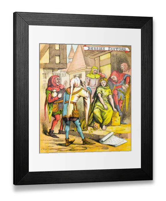 Framed Print : Antique illustration from fables picture book: The blind beggar of Bethnal Green Framed Print : Antique illustration from fables picture book: The blind beggar of Bethnal Green