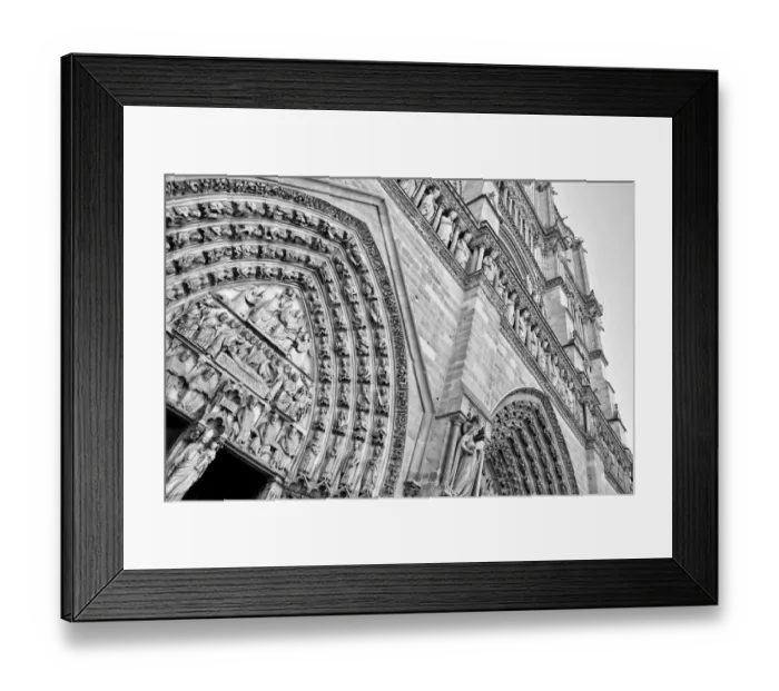 Framed Print : Notre Dame de Paris Facade in Black and White Framed Print : Notre Dame de Paris Facade in Black and White