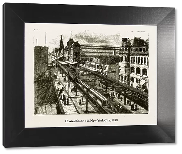 Central Station in New York City Victorian Engraving, 1878