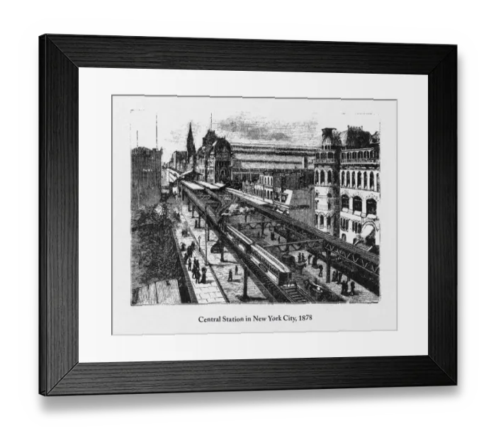 Framed Print : Central Station in New York City Victorian Engraving, 1878 Framed Print : Central Station in New York City Victorian Engraving, 1878