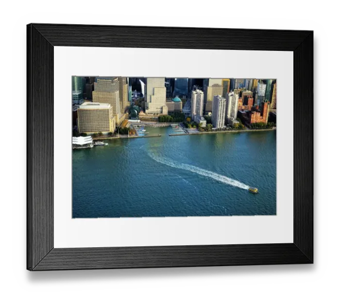Framed Print : Ferry departs Manhattan Framed Print : Ferry departs Manhattan