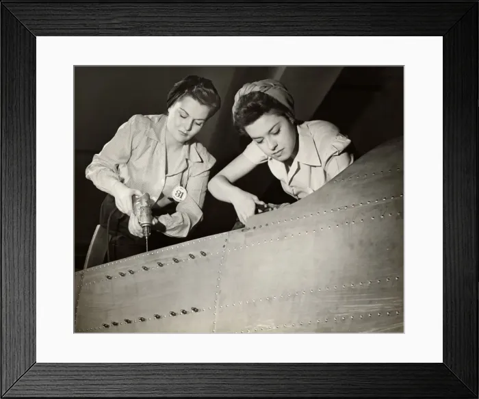 Framed Print : Women working on WW II aircraft assembly Framed Print : Women working on WW II aircraft assembly