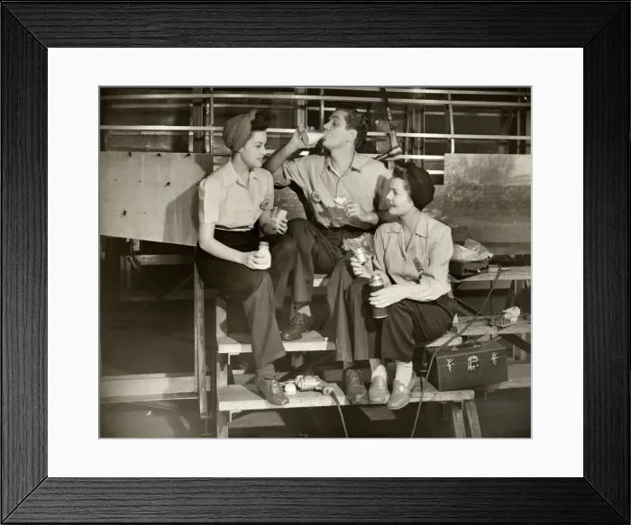 Framed Print : WW II aircraft workers having lunch Framed Print : WW II aircraft workers having lunch