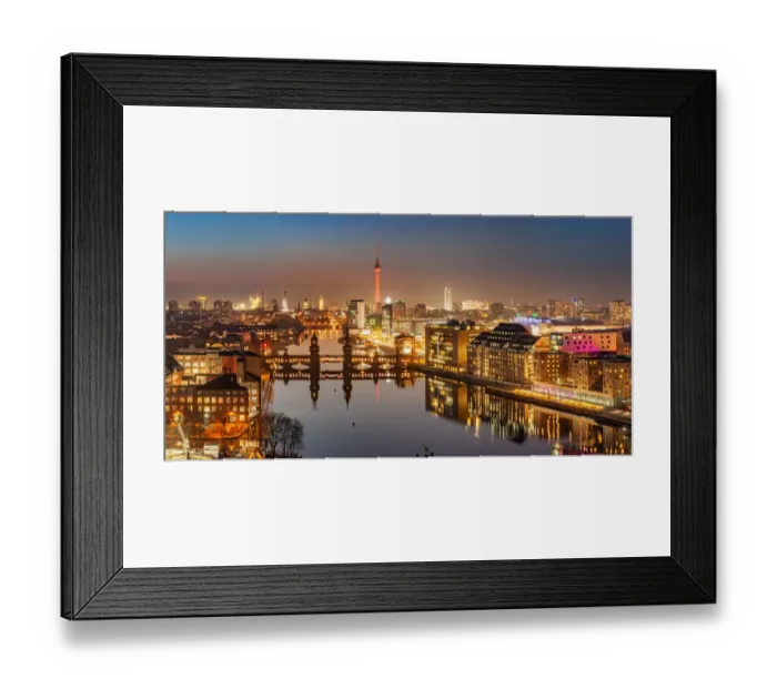 Framed Print : Mediaspree Panorama at Dusk Framed Print : Mediaspree Panorama at Dusk