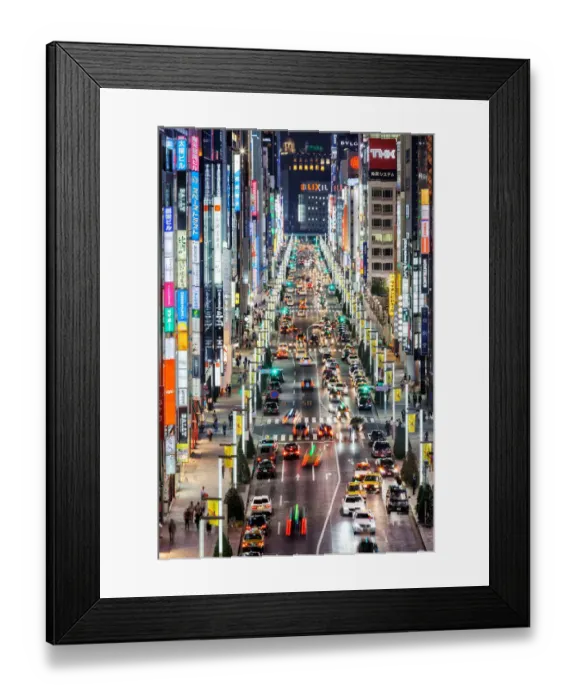 Framed Print : Tokyo Panorama at night. Elevated view along Chuo-dori Framed Print : Tokyo Panorama at night. Elevated view along Chuo-dori