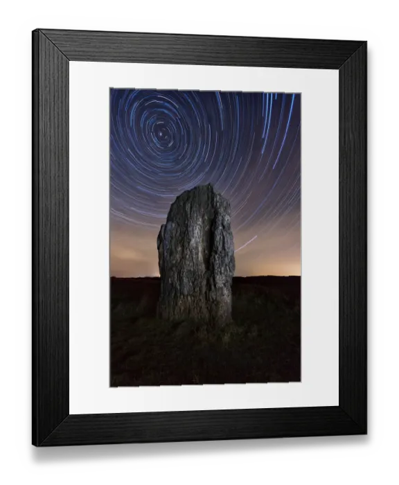 Framed Print : Germany, menhir and star trails Framed Print : Germany, menhir and star trails