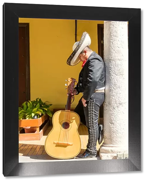 Musician with sombrero doing a siesta, Yucatan, Mexico