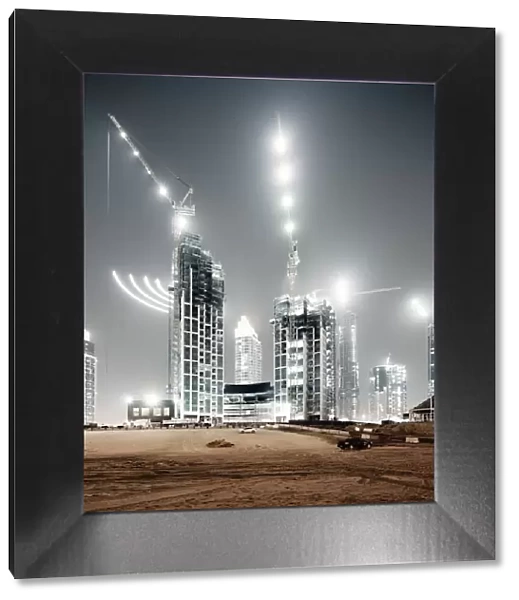 Dubai building yard at night