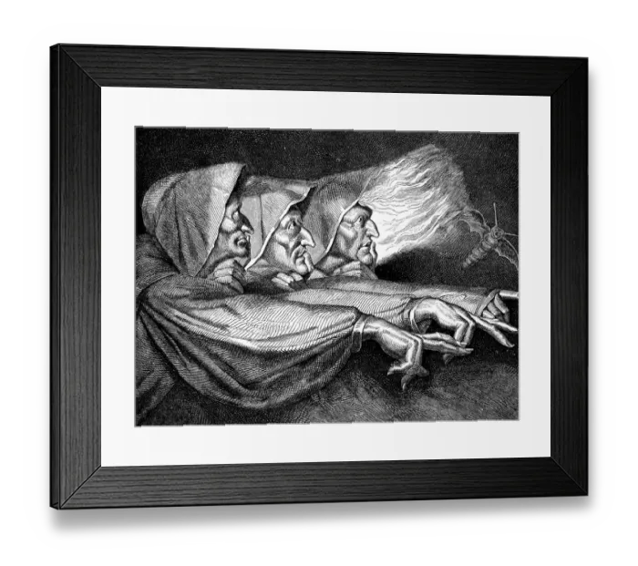 Framed Print : Antique illustration of the three Macbeth witches Framed Print : Antique illustration of the three Macbeth witches