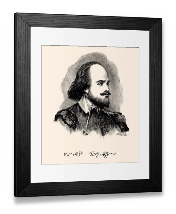 Framed Print : WILLIAM SHAKESPEARE AND HIS SIGNATURE (XXXL) Framed Print : WILLIAM SHAKESPEARE AND HIS SIGNATURE (XXXL)