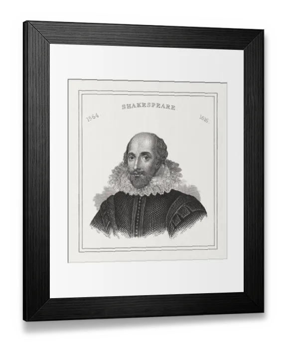 Framed Print : William Shakespeare (c. 1564-1616), English poet, steel engraving, published in 1843 Framed Print : William Shakespeare (c. 1564-1616), English poet, steel engraving, published in 1843