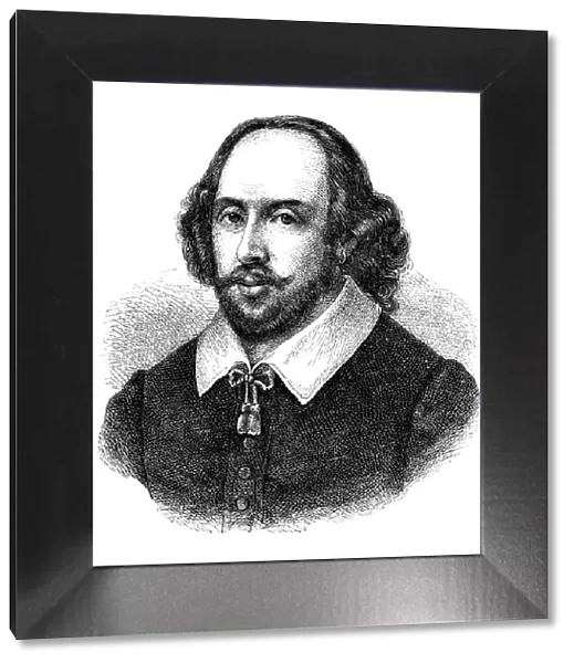 Engraving of english poet William Shakespeare from 1870