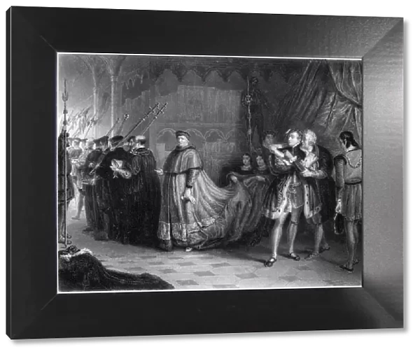 William Shakespeare: Wolsey and Buckingham (Henry VIII) (engraved illustration)