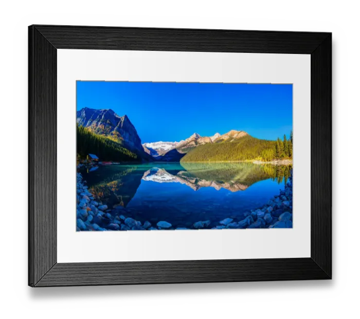 Framed Print : Mountain reflection on lake Louise at sunrise Framed Print : Mountain reflection on lake Louise at sunrise