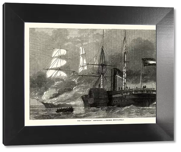 CSS Nashville (1853) destroying a frederal merchantman, Civil War