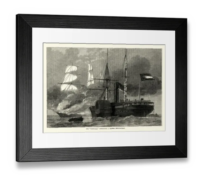 Framed Print : CSS Nashville (1853) destroying a frederal merchantman, Civil War Framed Print : CSS Nashville (1853) destroying a frederal merchantman, Civil War