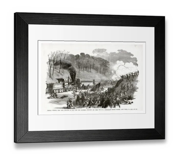 Framed Print : General Schenck Surprised and Fired into by a Confederate Masked Battery near Vienna Framed Print : General Schenck Surprised and Fired into by a Confederate Masked Battery near Vienna