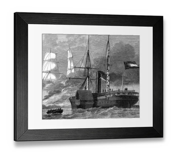 Framed Print : Nashville destroying a federal merchantman Framed Print : Nashville destroying a federal merchantman