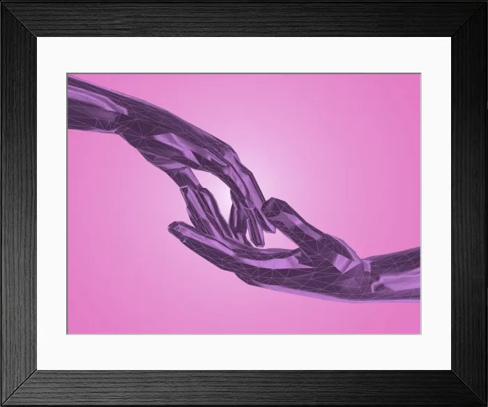 Framed Print : Hands touching, illustration Framed Print : Hands touching, illustration