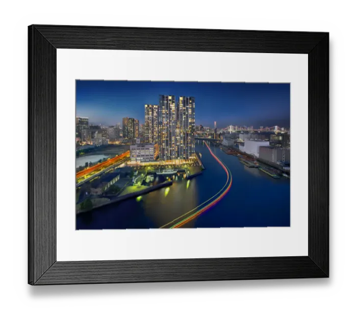 Framed Print : Tokyo Skyscrapers With Light Trails At Dusk Framed Print : Tokyo Skyscrapers With Light Trails At Dusk