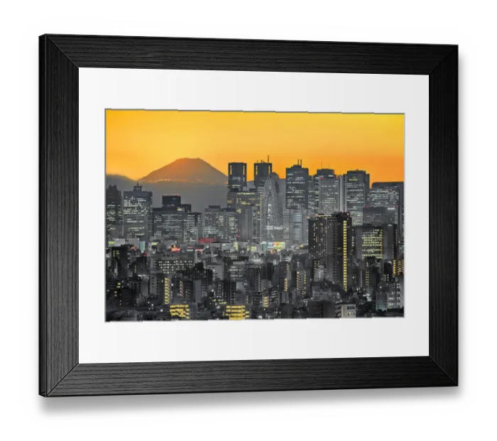 Framed Print : Mt. Fuji With Tokyo Skyline At Dusk