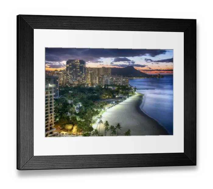 Framed Print : Waikiki Beach Front View To Diamond Head Framed Print : Waikiki Beach Front View To Diamond Head