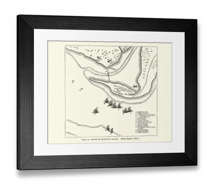 Framed Print : Plan of the Battle of Sullivans Island, 1776 Framed Print : Plan of the Battle of Sullivans Island, 1776