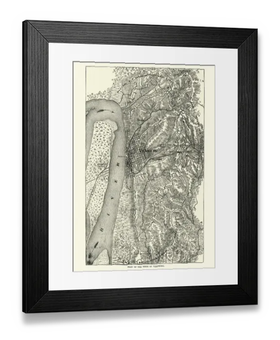 Framed Print : Map of Siege of Vicksburg, American Civil War Framed Print : Map of Siege of Vicksburg, American Civil War