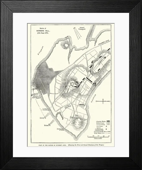 Framed Print : Plan of the Battle of Bunker Hill, 1775 Framed Print : Plan of the Battle of Bunker Hill, 1775