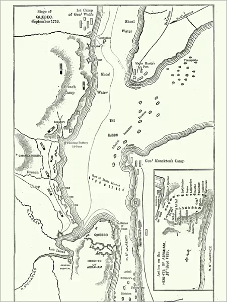 Map of the Siege of Quebec, Canada 1759