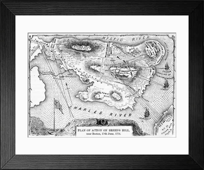 Framed Print : Plan of action at the Battle on Breeds Hill Framed Print : Plan of action at the Battle on Breeds Hill